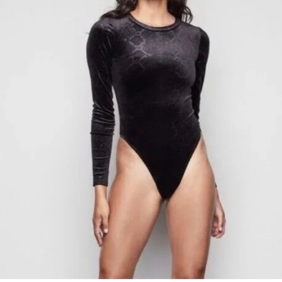 NWT Good American Snake Burnout Velvet Bodysuit size - 4 equivalent to XL - Picture 2 of 8